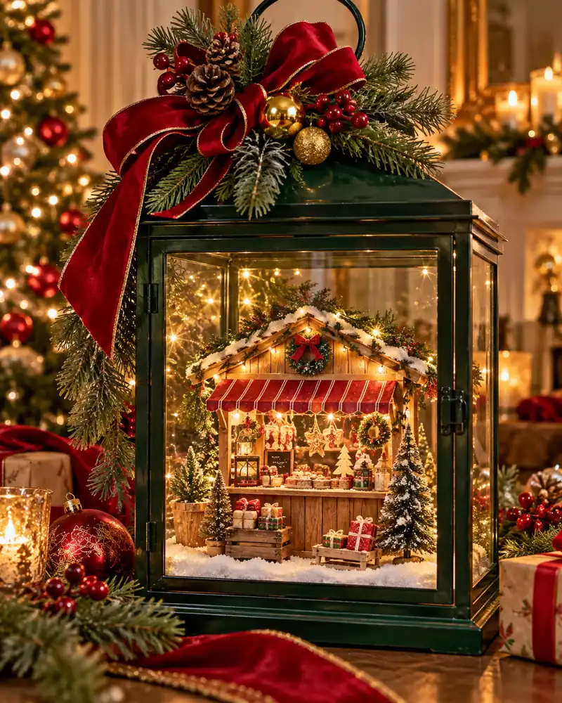 Green with miniature festive market stall