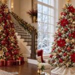 Red and gold Christmas tree decor