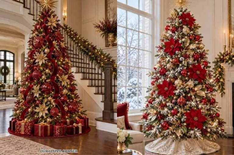 Red and gold Christmas tree decor