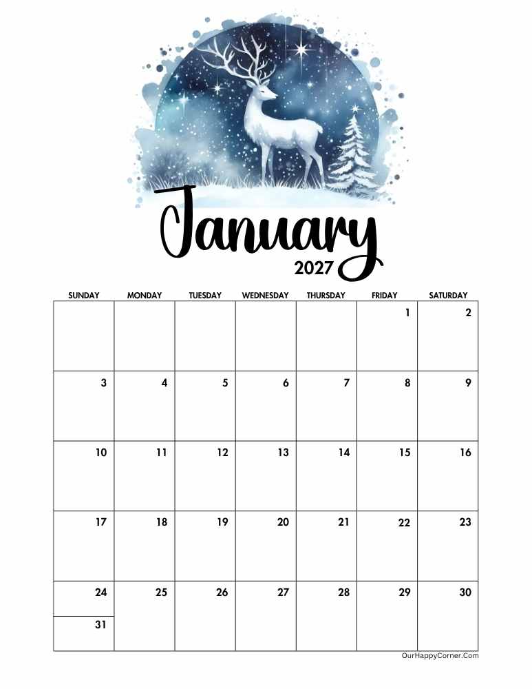 January 2027 calendar