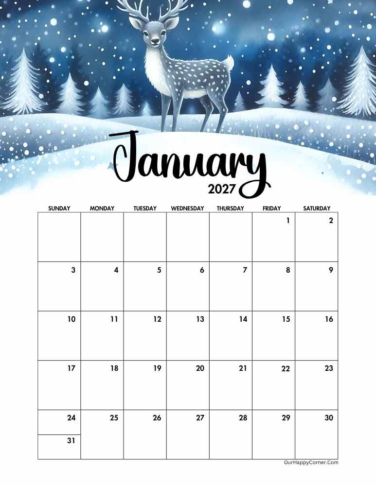 January 2027 calendar