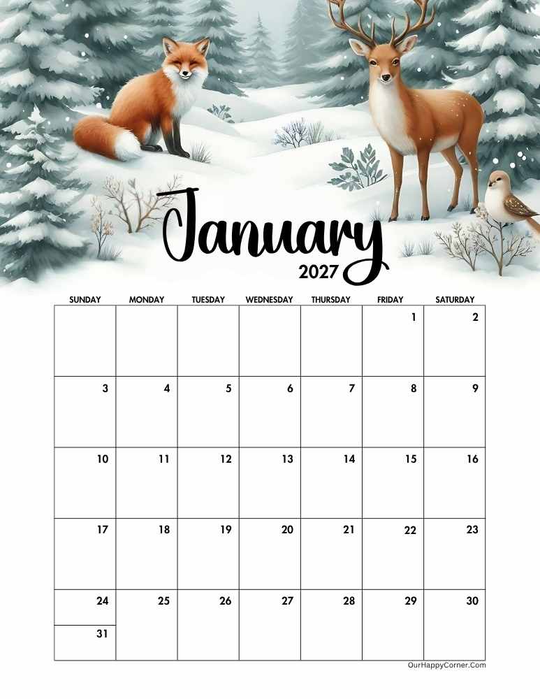 January 2027 calendar