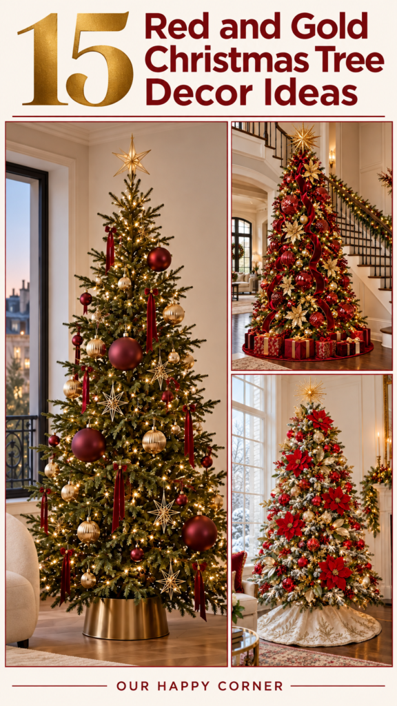 Red and gold Christmas tree decoration