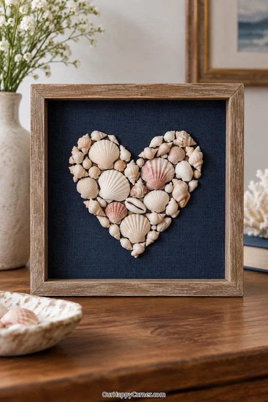 Seashell Heart Shadow Box handmade craft