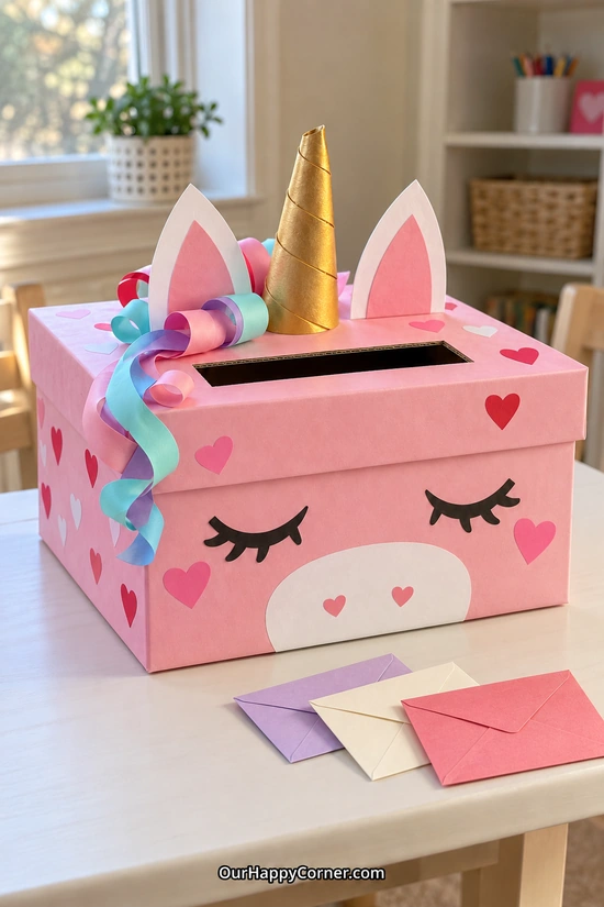 Valentine’s Day box ideas for kids: unicorn