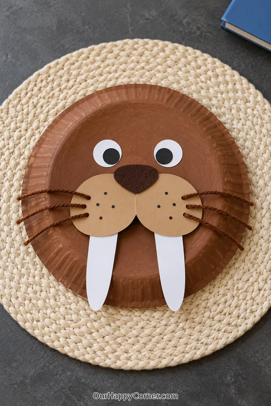 winter animal crafts for kids with paper bowl walrus