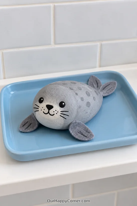 Painted Pebble Seal made from simple craft supplies