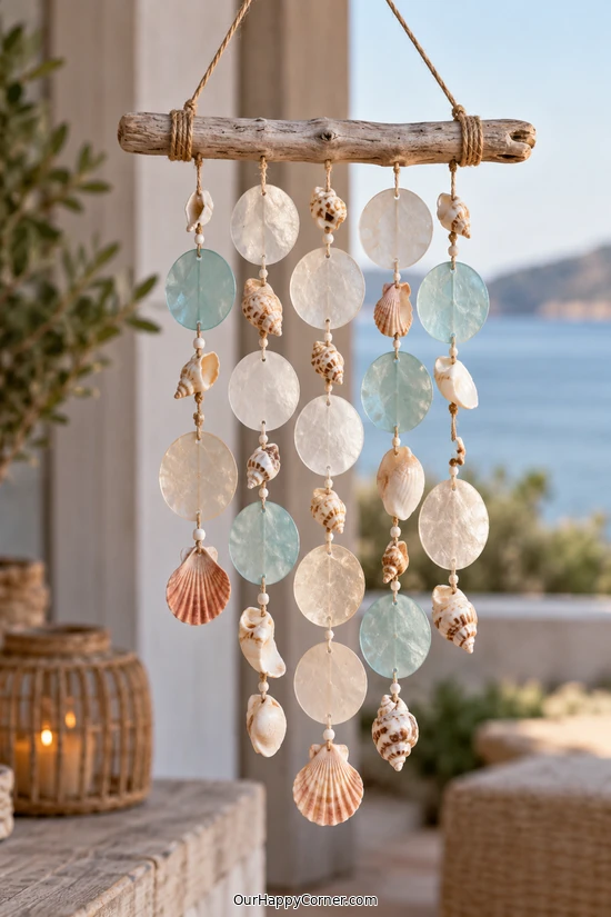 Capiz and Shell Hanging Chime handmade craft