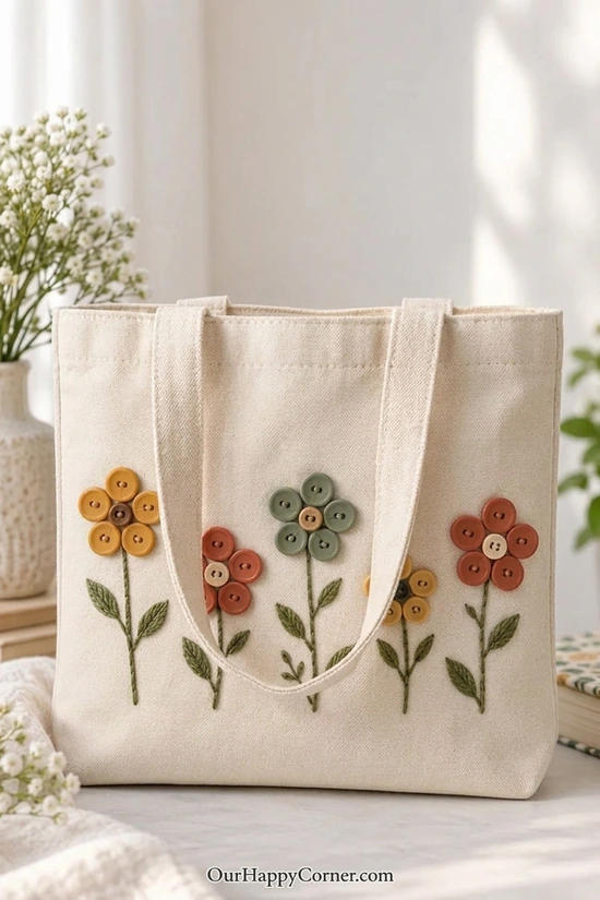 Canvas tote with floral designs