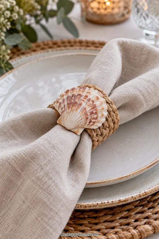 Jute and Scallop Napkin Rings handmade craft