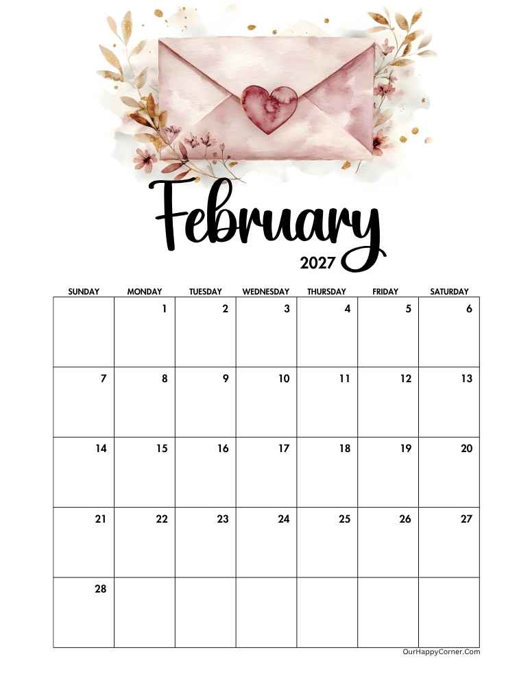 February calendar printable