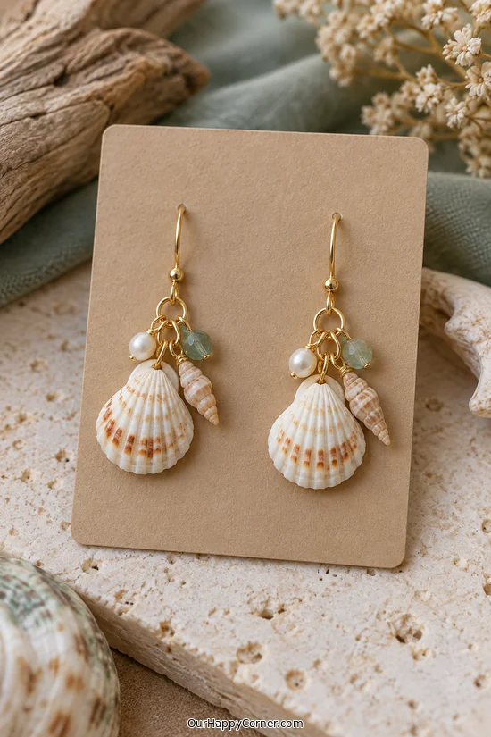 Seashell crafts for adults featuring seashell drop earrings