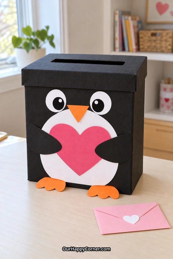 Valentine’s Day box ideas for kids: penguin