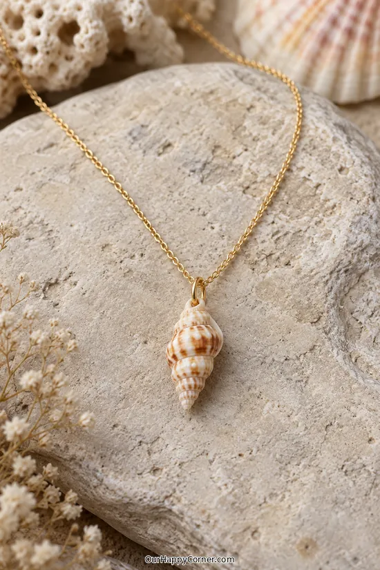 Simple Shell Pendant Necklace handmade craft