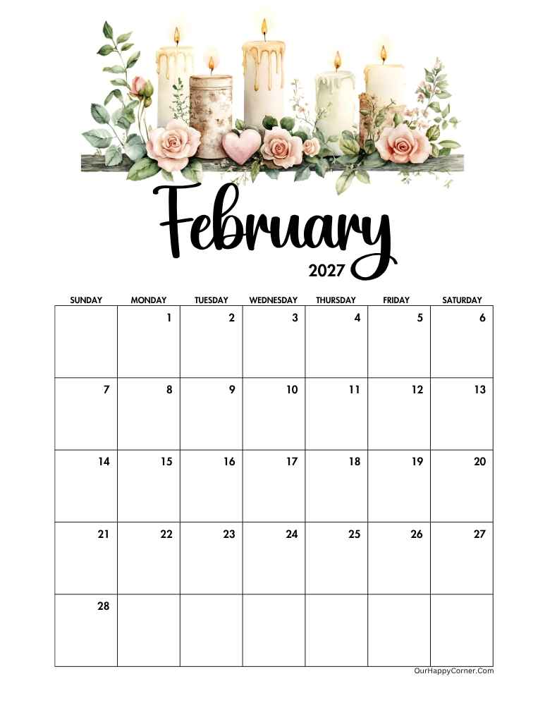 Valentine inspired February calendar