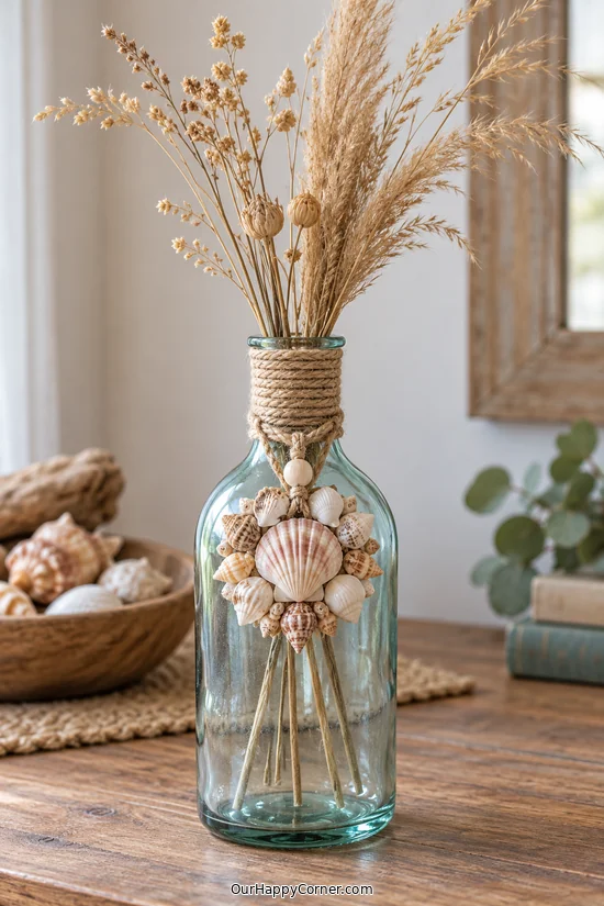 Shell Medallion Bottle Vase handmade craft