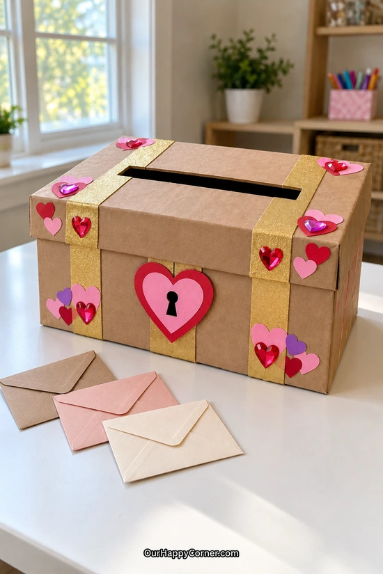 Valentine’s Day box ideas for kids: heart treasure chest