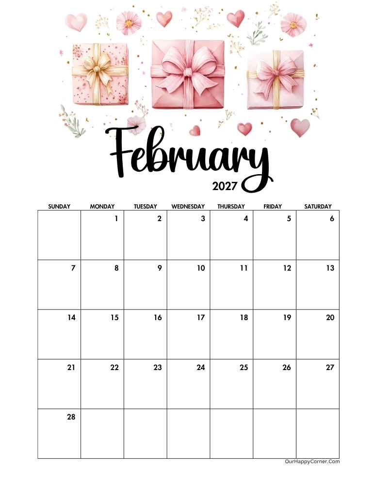 Valentine inspired February calendar