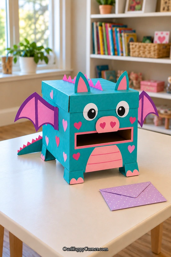Valentine’s Day box ideas for kids: friendly dragon