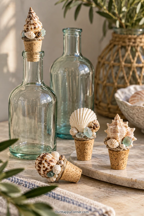 Shell-Topped Bottle Stoppers handmade craft