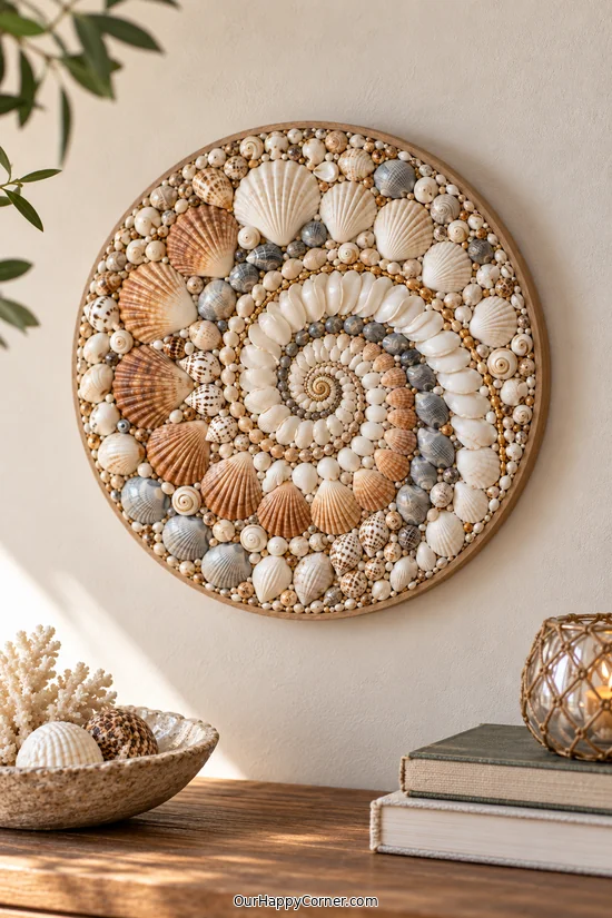 Spiral Shell Mosaic Wall Plaque handmade craft