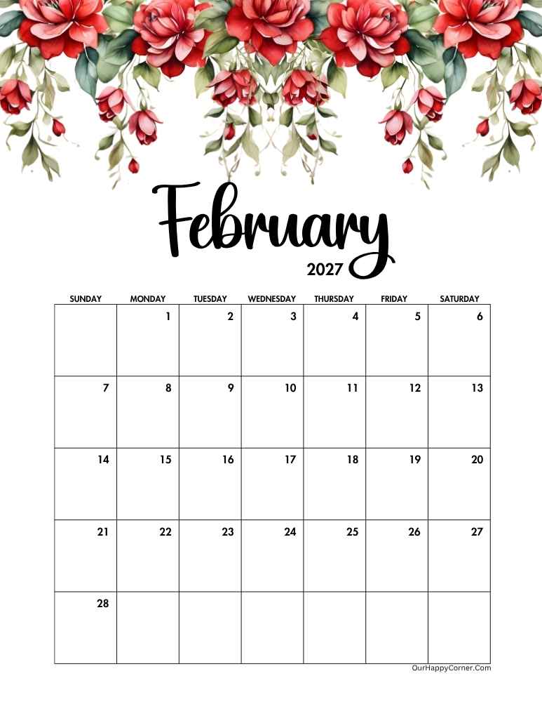 Red floral calendar