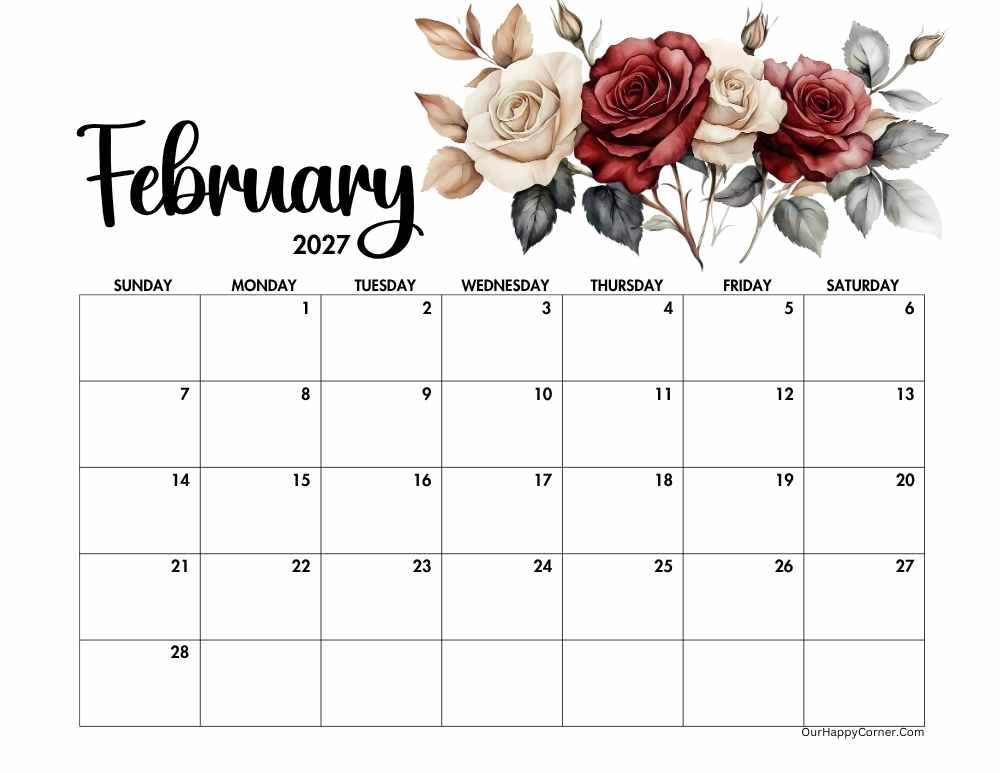 Valentine Day decorated calendar
