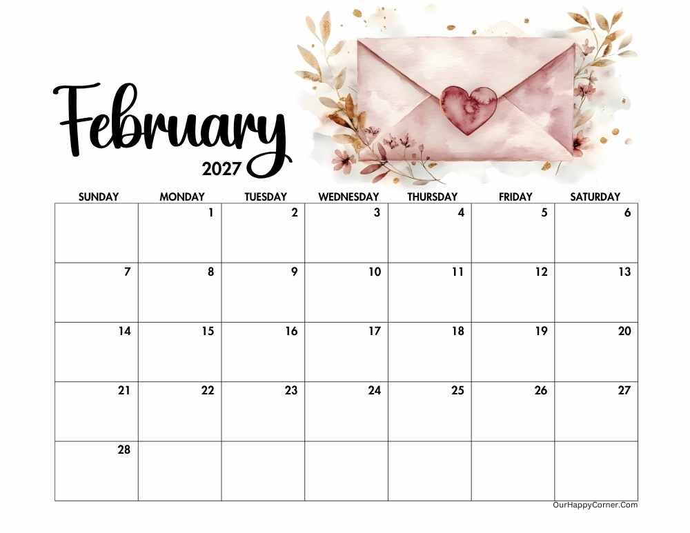 Valentine Day decorated calendar