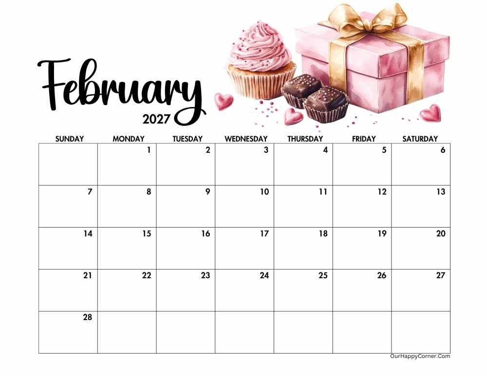 Valentine Day decorated calendar
