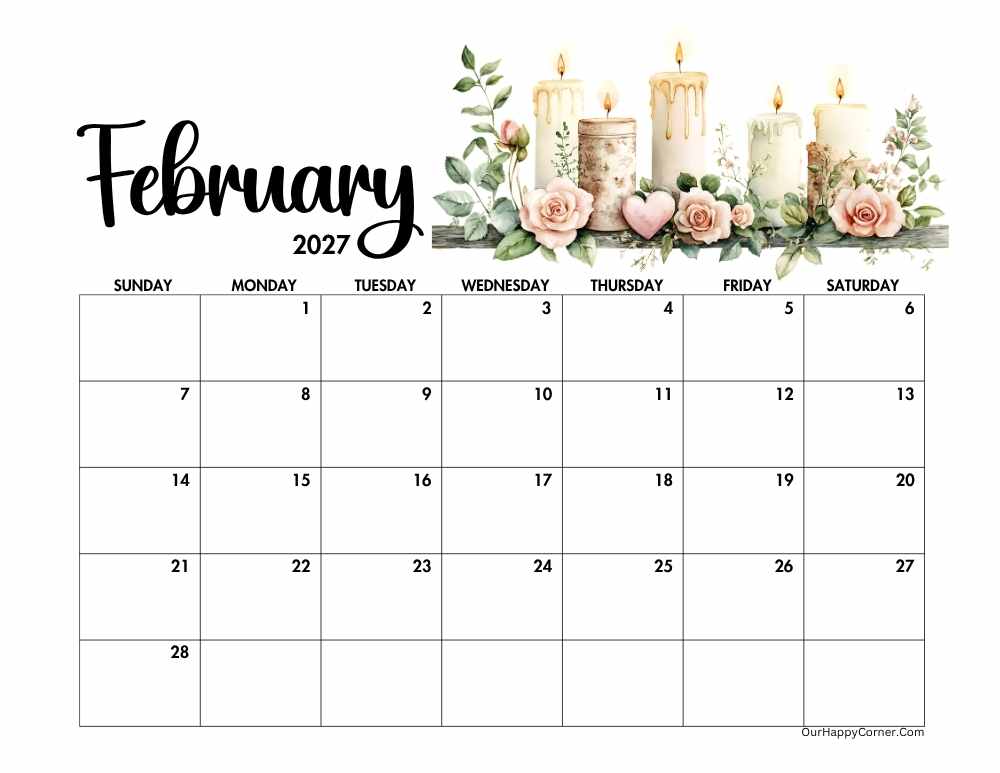 Valentine Day decorated calendar