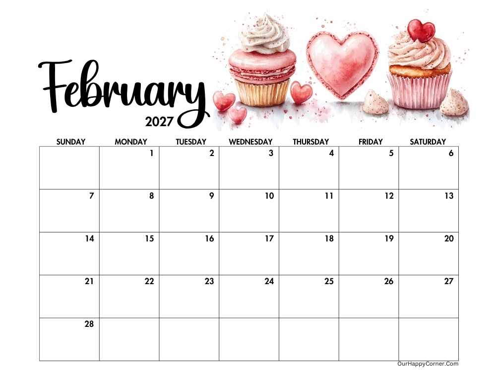 Valentine Day decorated calendar