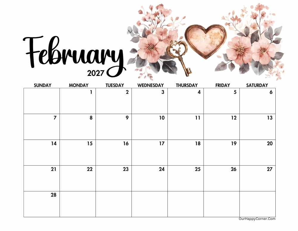 Valentine Day decorated calendar