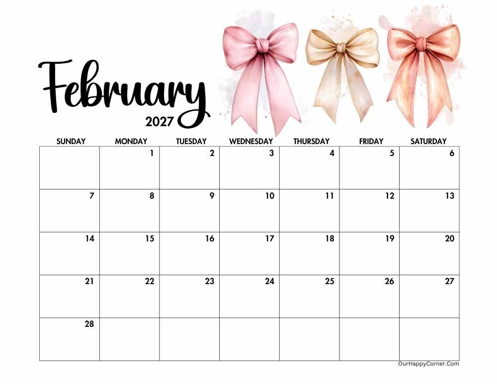 Valentine Day decorated calendar