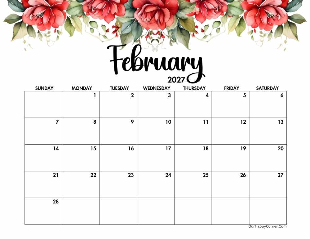 Red floral calendar