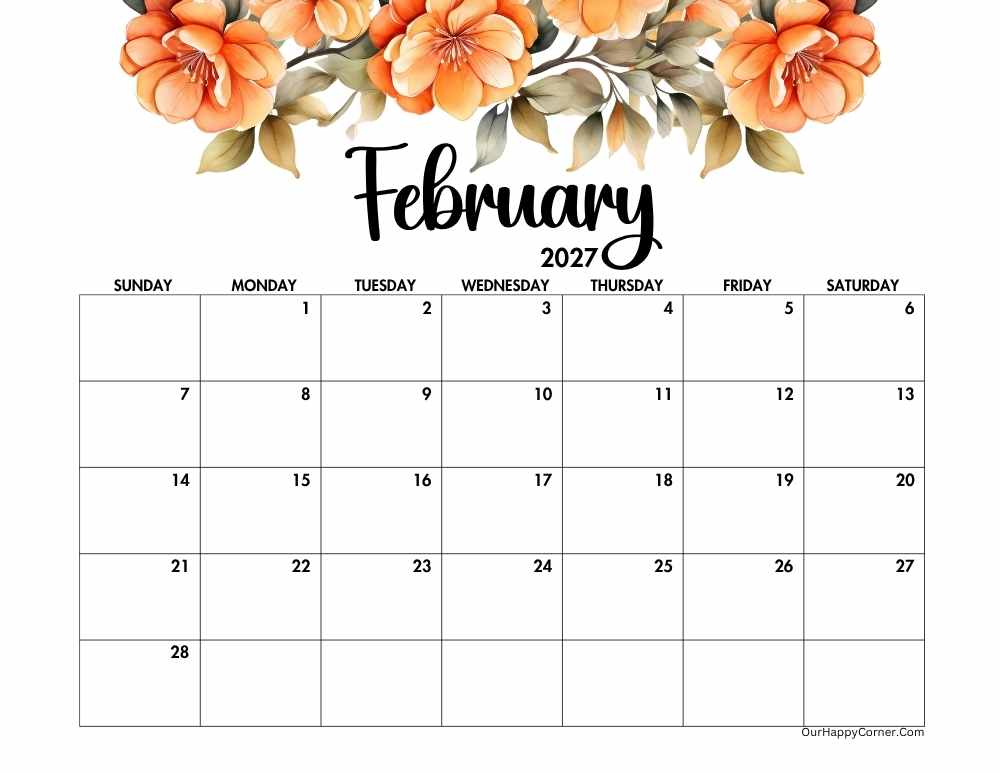 Orange floral calendar